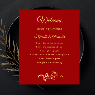 Budget red gold wedding program details