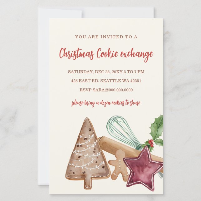 Budget Red Green Cookie Exchange Christmas Party (Front)