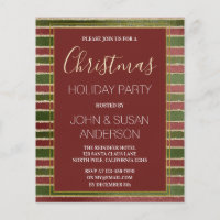 Budget Red  Green Gold Foil Christmas Party Flyer