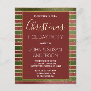 Budget Red Green Gold Foil Christmas Party Flyer