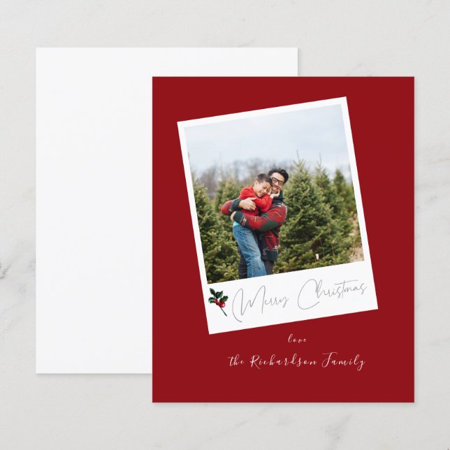 Budget Red Instant Photo Merry Christmas (Front/Back)