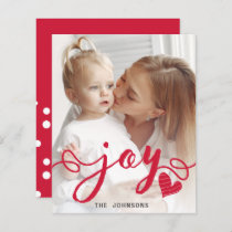 Budget Red Joy Typography Photo Holiday Card