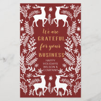 Budget Red Nordic Reindeer Business Holiday Card