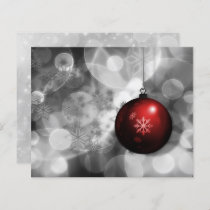 Budget Red Ornament Business Holiday Card