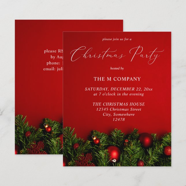 Budget Red Ornament Christmas Party (Front/Back)