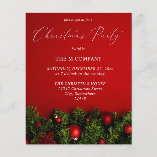 Budget Red Ornament Christmas Party Flyer