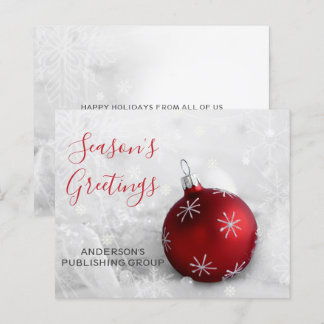 Budget Red Ornament Company Holiday Card