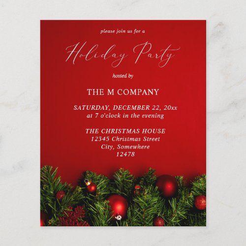 Budget Red Ornament Holiday Party Flyer