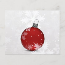 Budget Red Ornament Snow Scene Holiday Card