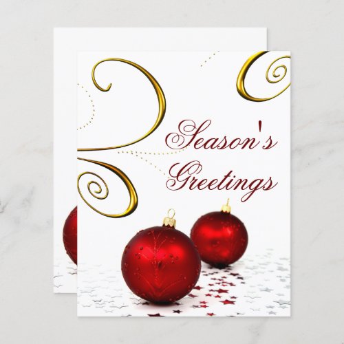 Budget Red Ornaments Business Holiday Card