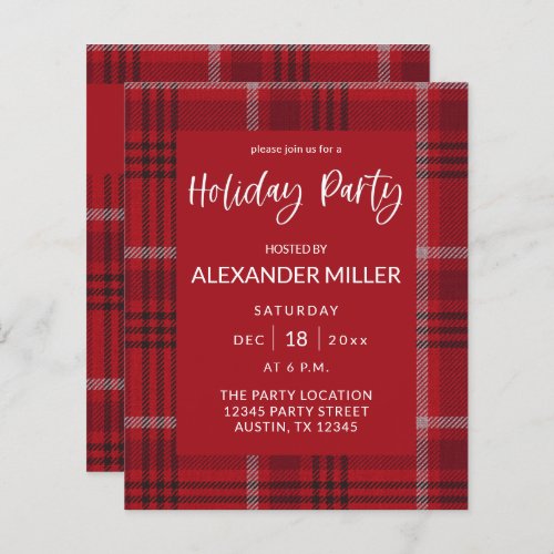 Budget Red Plaid Flannel Holiday Party