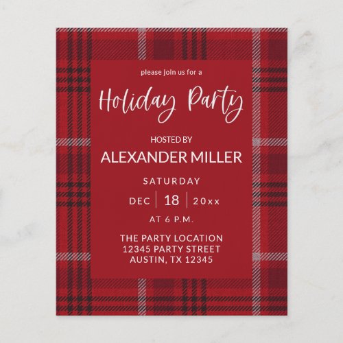 Budget Red Plaid Flannel Holiday Party Flyer