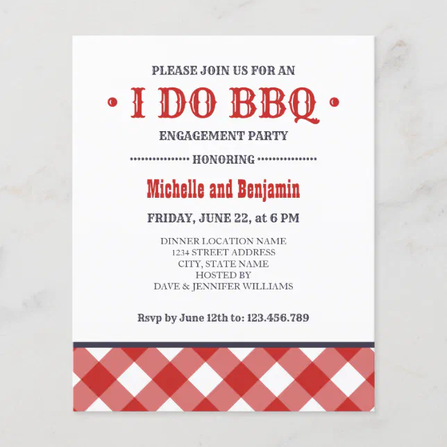 BUDGET red Plaid I DO BBQ Engagement Party | Zazzle