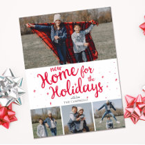 Budget Red Plaid New Home for Holidays Photo Card