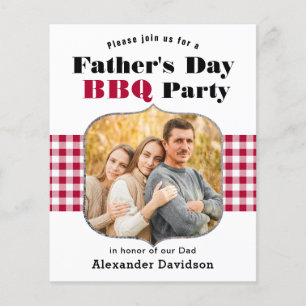 BUDGET Red Plaid Photo Father's Day BBQ Invitation