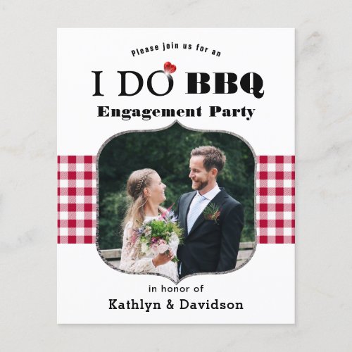 BUDGET Red Plaid Photo I DO Engagement Invitation