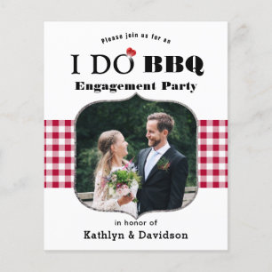 BUDGET Red Plaid Photo I DO Engagement Invitation Flyer
