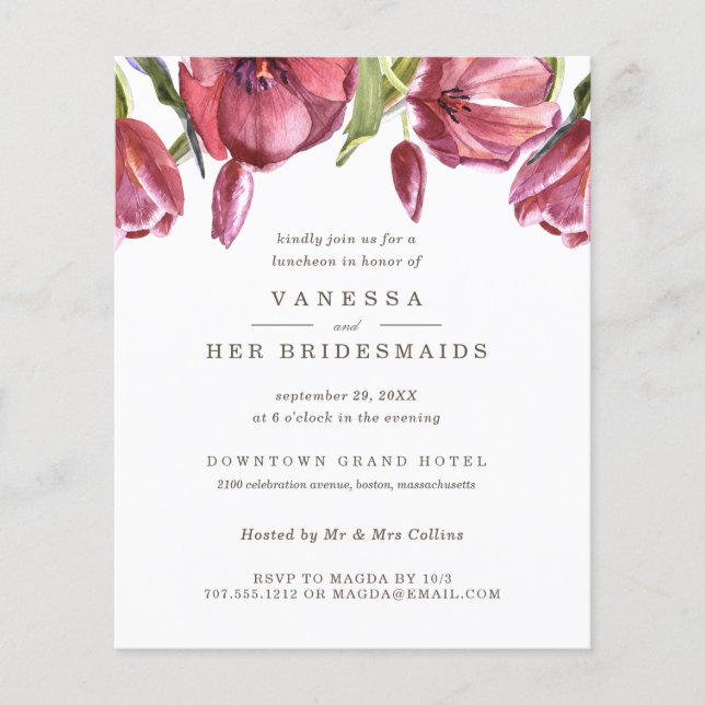 BUDGET Red Poppies Wedding BRIDESMAIDS Luncheon (Front)