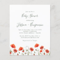 Budget Red Poppy Garden Floral Baby Shower