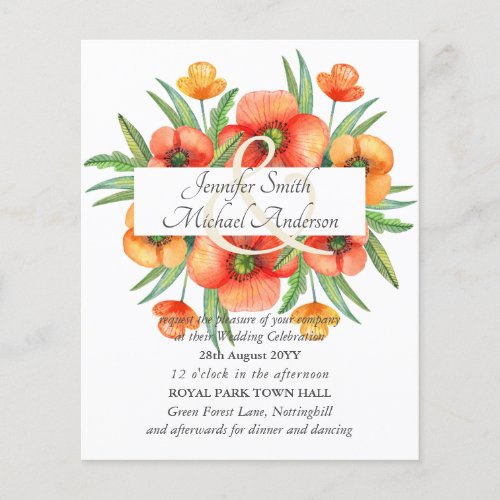 Budget Red Poppy Poppies Wedding Ampersand