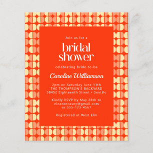 Budget Red Retro Mid Century Bridal Shower Invite