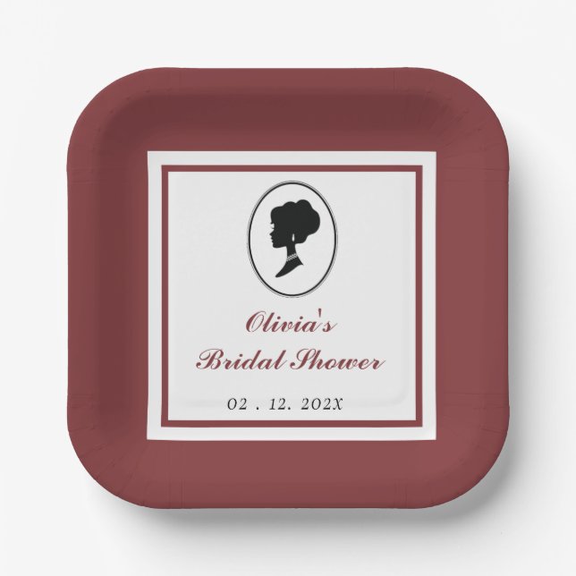 Budget Red Rose Florals Bridgerton Bridal Shower Paper Plates (Front)