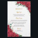 Budget Red Roses Floral Flowers Menu Sheet<br><div class="desc">Celebrate in style with this beautifully designed red floral menu! Featuring vibrant red roses with elegant gold accents, this double-sided menu adds a touch of elegance to your special day. Printed on a budget-friendly paper sheet, it’s perfect for bridal showers, weddings, twins birthdays, Quinceañeras, Sweet 16 parties, 18th birthdays, princess-themed...</div>