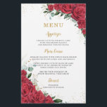 Budget Red Roses Floral Flowers Menu Sheet<br><div class="desc">Celebrate in style with this beautifully designed red floral menu! Featuring vibrant red roses with elegant gold accents, this double-sided menu adds a touch of elegance to your special day. Printed on a budget-friendly paper sheet, it’s perfect for bridal showers, weddings, twins birthdays, Quinceañeras, Sweet 16 parties, 18th birthdays, princess-themed...</div>
