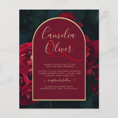 BUDGET Red Roses ForestGreen Winter Wedding INVITE Flyer
