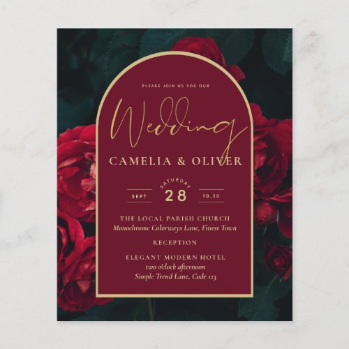 BUDGET Red Roses ForestGreen Winter Wedding INVITE Flyer