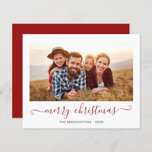 BUDGET Red Script Merry Christmas Holiday Photo