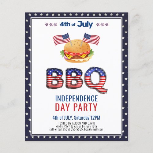 BUDGET Red White Blue 4th of JULY BBQ Invitation
