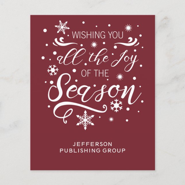 Budget Red White Modern Business Holiday Card (Front)