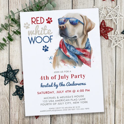 Budget Red White Woof Patriotic Dog 4th Of July