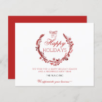 Budget Red Wreath Business Holiday Card