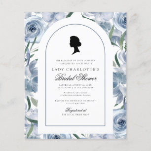 Budget Regency Dusty Blue Bridal Shower Invitation