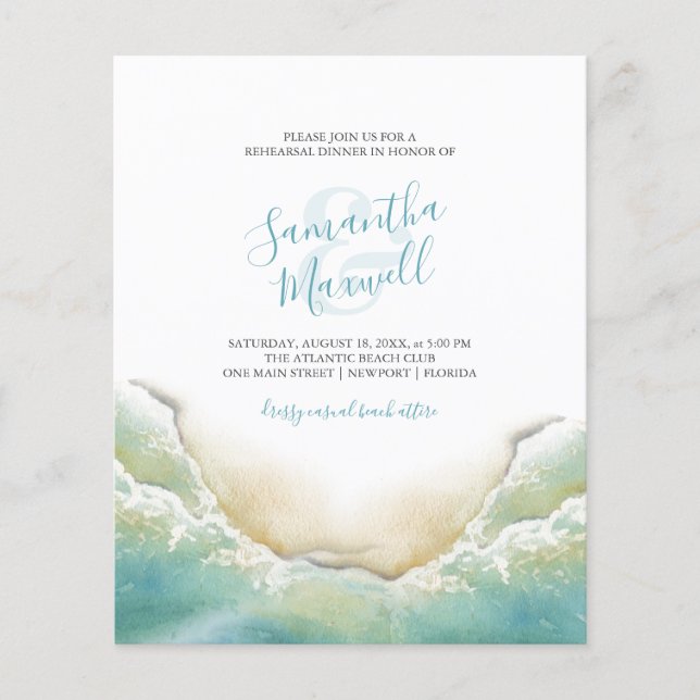 Budget Rehearsal Dinner Beach Invitations Flyer (Front)
