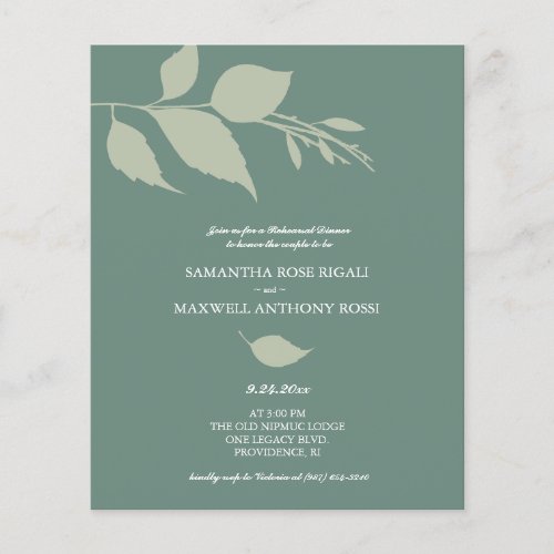 Budget Rehearsal Dinner Green Invitations Flyer