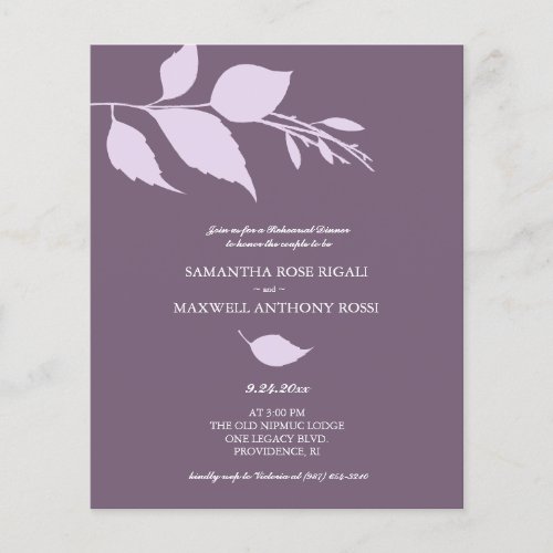 Budget Rehearsal Dinner Purple Invitations Flyer