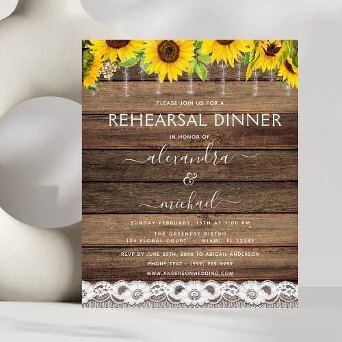 Budget Rehearsal Dinner Sunflower Rustic 