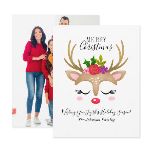 Budget Reindeer Holiday Photo Christmas Card