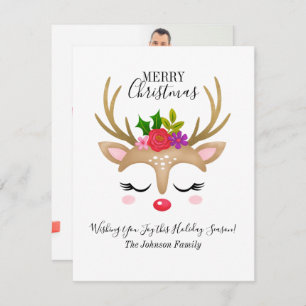 Budget Reindeer Holiday Photo Christmas Card