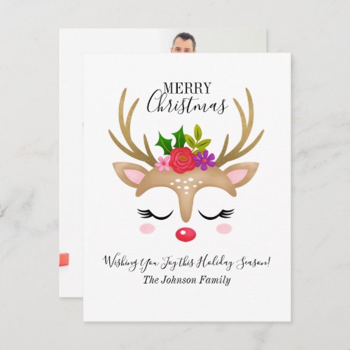 Budget Reindeer Holiday Photo Christmas Card