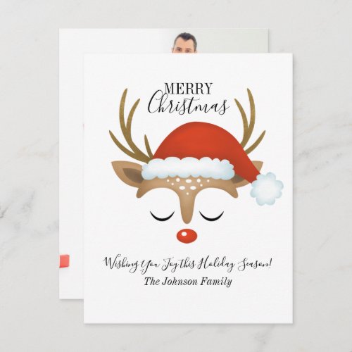 Budget Reindeer Holiday Photo Christmas Note Card