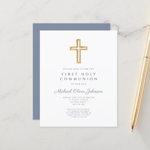 Budget Religious Cross Blue Boy First Communion