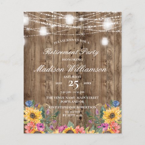 Budget Retirement Party  Barn Wood   Sunflower 