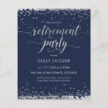 Budget Retirement Party Invite - Silver, Navy Flyer