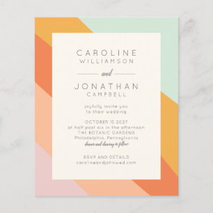 Budget Retro Abstract Stripes Chic Wedding Invite