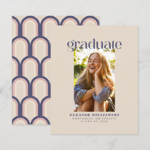 Budget Retro Blush Photo Graduation Announcement
