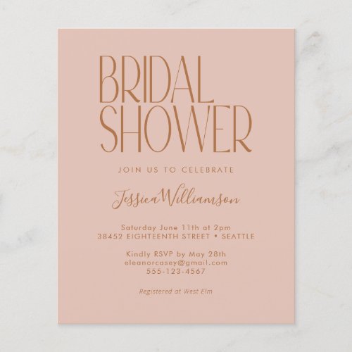 Budget Retro Boho Blush Bridal Shower Invitation